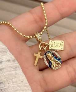 21015 - Collar armado balines virgen cruz