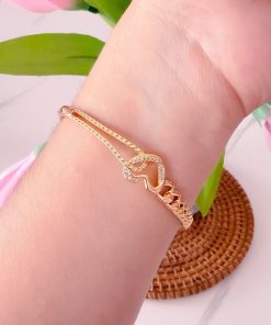 41044 - Pulsera acero dorada corazon amarrado
