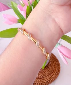 41046 - Pulsera acero dorada con cristales entorchada