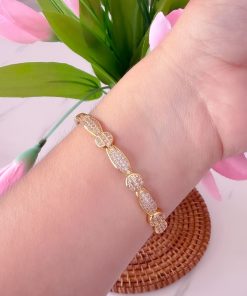 41045 - Pulsera acero dorada con cristales