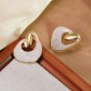 80083-1 Zarcillo acero dorado esmaltado blanco