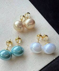 80466 - Set 3 par perlas  blanco dorado turquesa