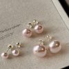 80467 - Set 3 par perlas multi tamaño rosado
