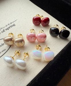 80465 - Set 6 par perlas blanco rosado tornasol dorado negro vinotinto