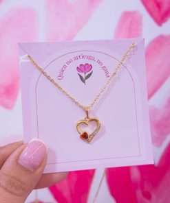 20184 - Collar armado corazon con cristal rojo