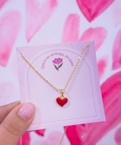 20220 - Collar armado corazon rojo brillante curvo