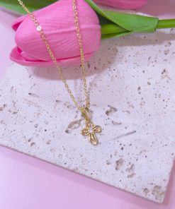 20370 - collar armado cruz hueca con cristal