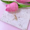20382 - collar armado flor cristal rosado
