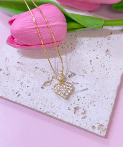 20384 - collar armado corazon con cristales