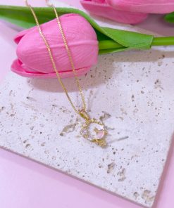 20387 - collar armado luna rosa con cristales