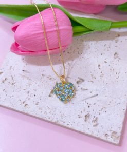 20390 - collar armado corazon multi cristal azul