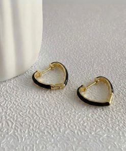 81018-2 Zarcillos Rodio corazon negro
