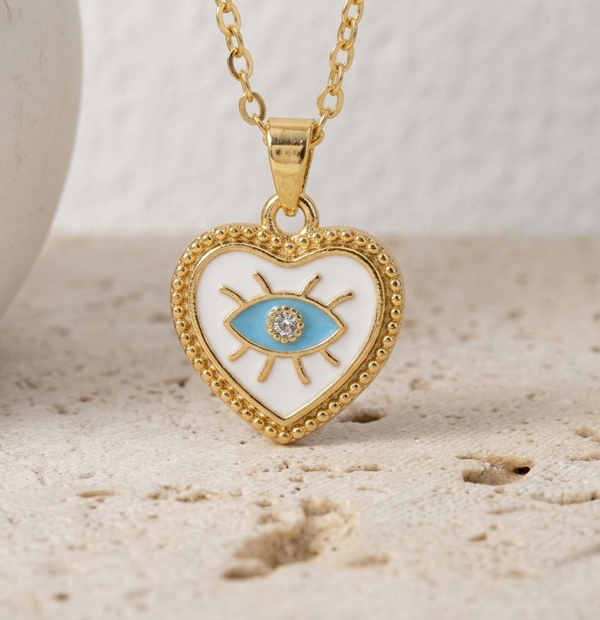 20227 - Collar armado corazon con ojo blanco