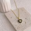 20232-1 Collar armado corazon con cristales negro