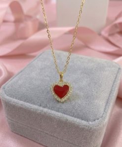 20147 - Collar armado corazon rojo con cristales