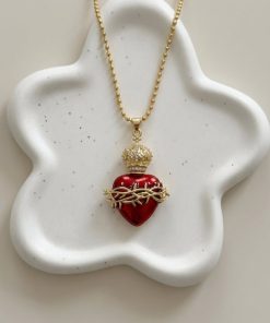 21029-4 Collar armado corazon rojo