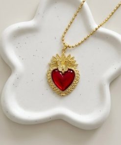 21029-2 Collar armado corazon rojo