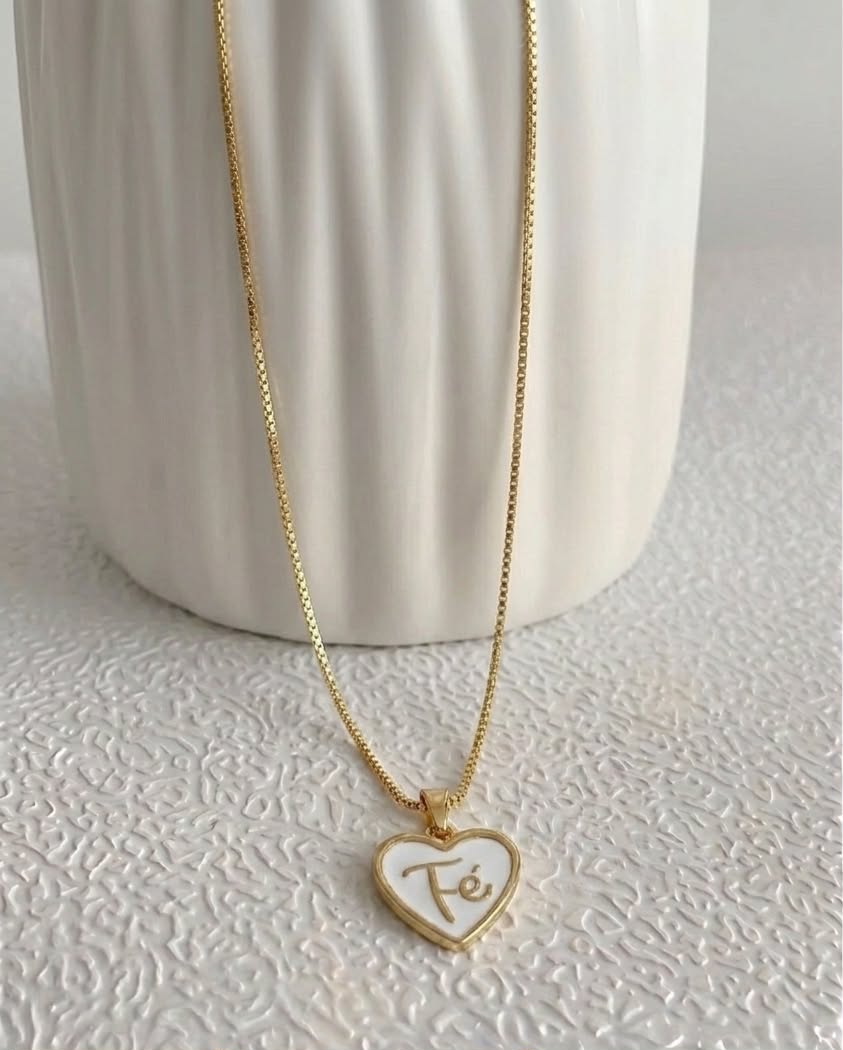 20016 - Collar armado corazon fe blanco