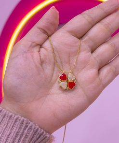 20404-1 Collar armado multi corazon rojo