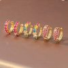 80437 - Set 3 Zarcillos dorado con cristales fucsia