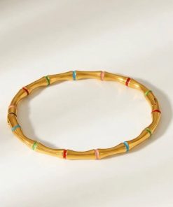 41009 - pulsera acero bambu multi color