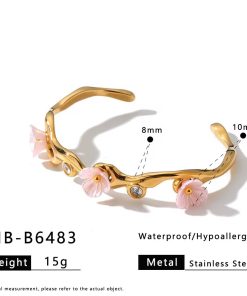 Alternative view of 41010 - pulsera acero flores rosada