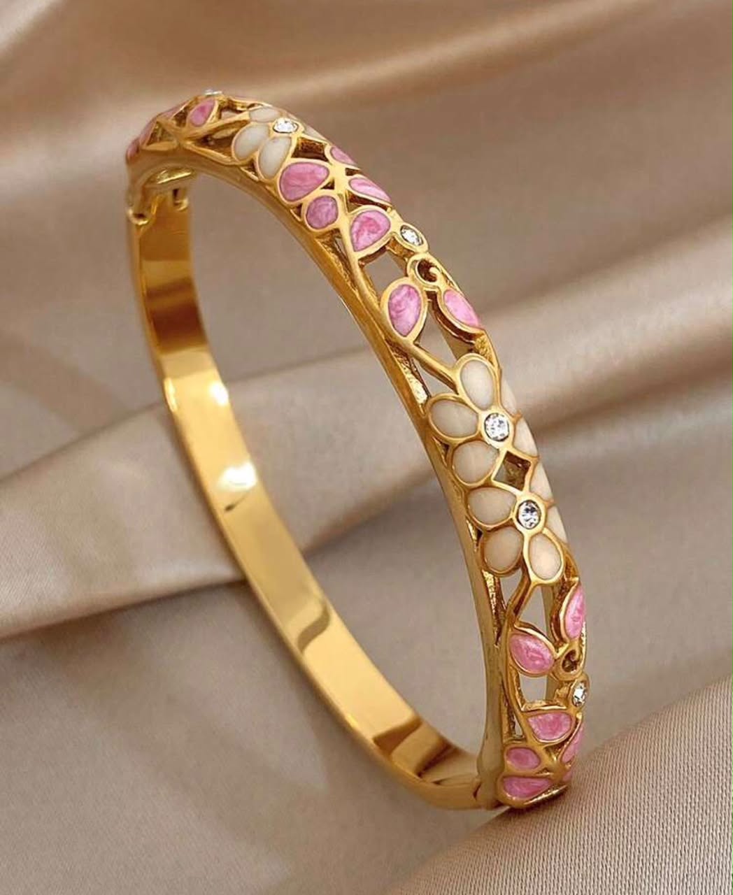 41017 - Pulsera acero dorado flores colores