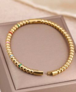 41019 - Pulsera acero bolitas multi color