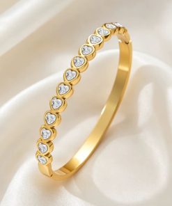 41020 - Pulsera acero cristales corazon transparente