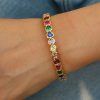 41020-1 Pulsera acero cristales corazon multicolor