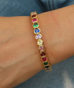 41020-1 Pulsera acero cristales corazon multicolor