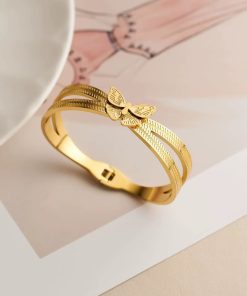 41023 - pulsera acero mariposa dorado