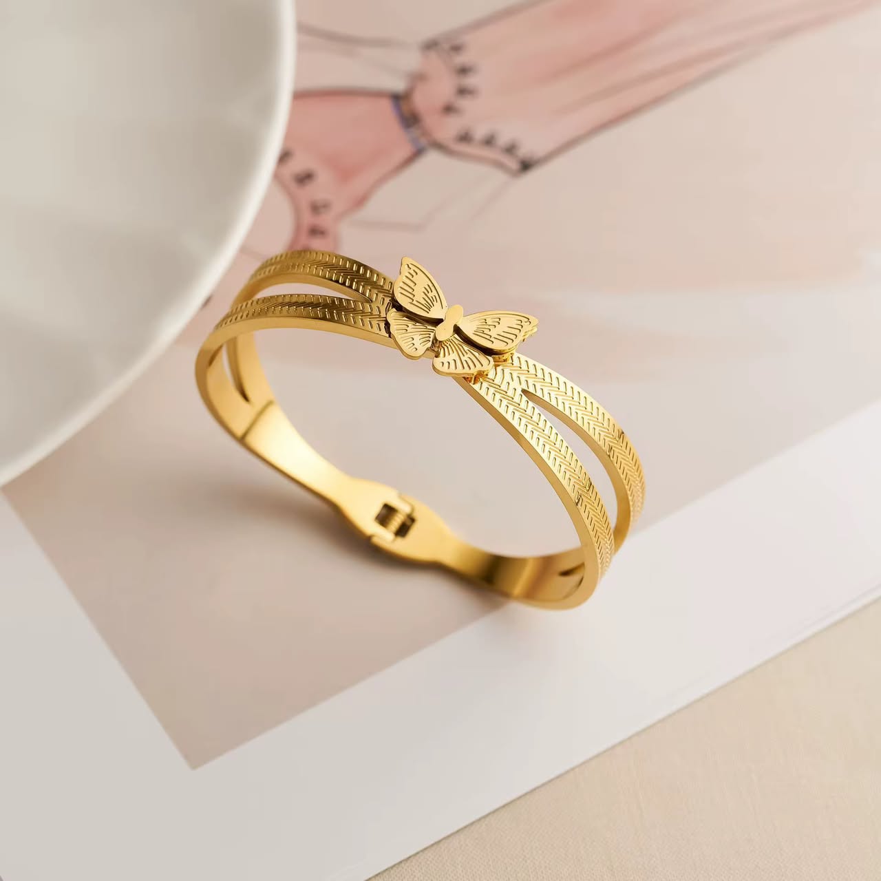 41023 - pulsera acero mariposa dorado