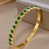 41020-2 Pulsera acero cristales corazon verde