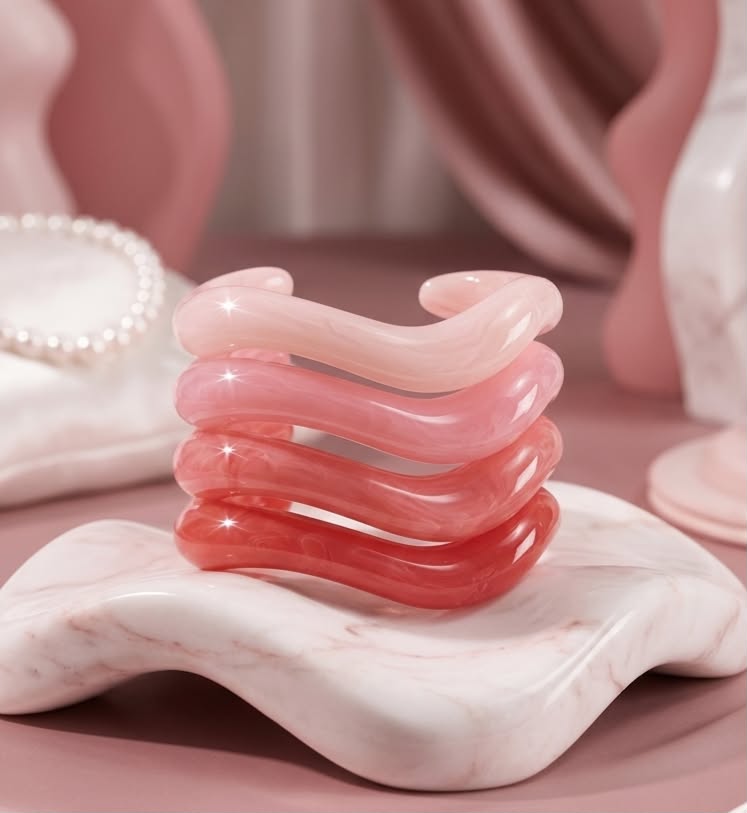 41032-1 Set 4 pulseras acrilicas Rosadas