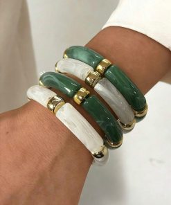 41038 - Set 4 pulseras acrilicas Verde-Blanco-Gris