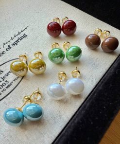 80469 - Set 6 par perlas vinotinto-marron-verde-mostaza-blanco-azul