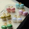 80470 - Set 6 par perlas turquesa-salmon-rosa-mostaza-blanco-verde