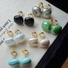 80473 - Set 6 par perlas gris-negro-verde-blanco-turquesa-bronce