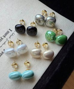 80473 - Set 6 par perlas gris-negro-verde-blanco-turquesa-bronce