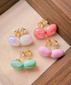 80475 - Set 4 par perlas blanco-rosa-fucsia-verde