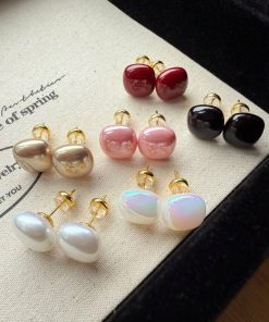 80476 - Set 6 par perlas vinotinto-rosa-negro-bronce-blanco-gris