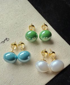80480 - Set 3 par perlas verde-azul-blanco