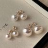 80468 - Set 3 par perlas multi tamaño blanco