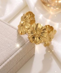 41076 - Pulsera Acero dorada multi flor