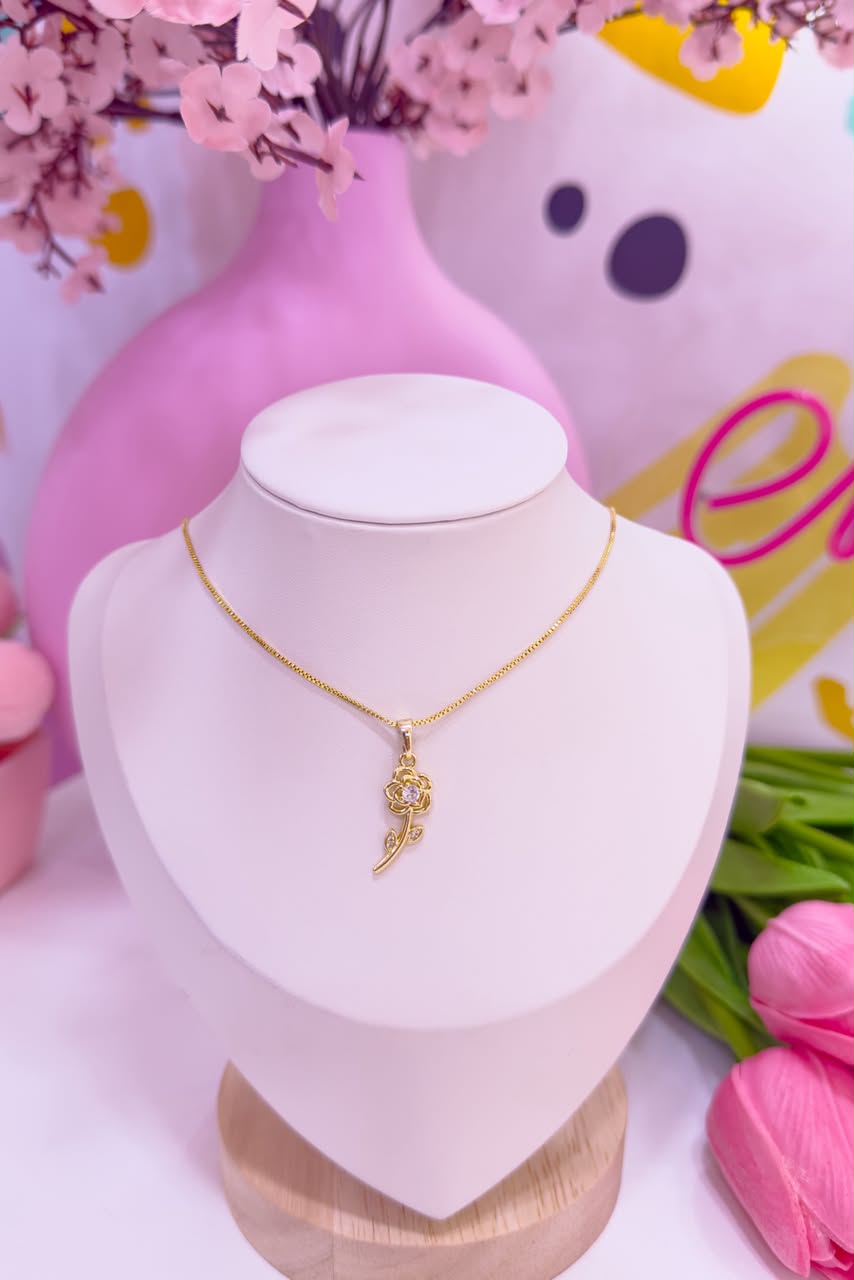 20144 - Collar armado flor con cristal