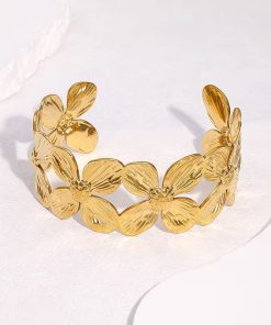 41063 - Pulsera Acero dorada multi flor