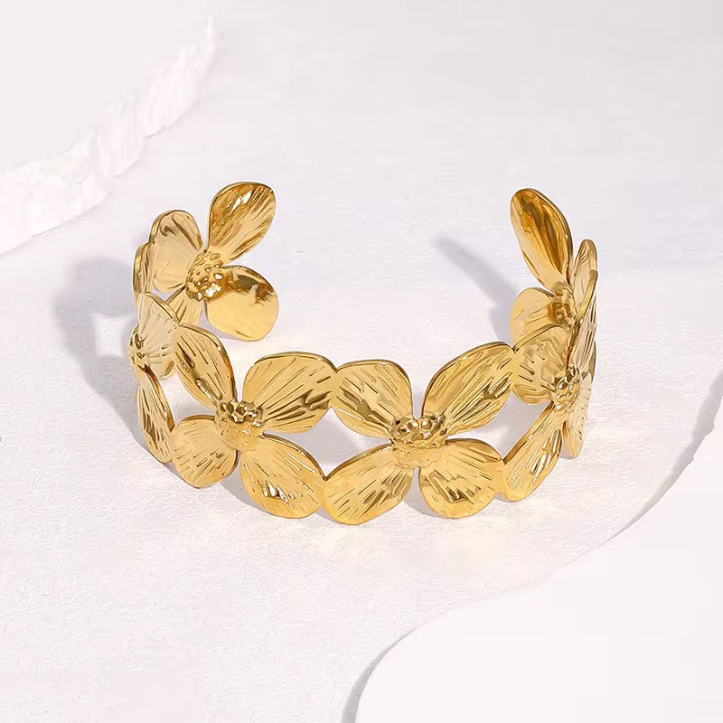 41063 - Pulsera Acero dorada multi flor