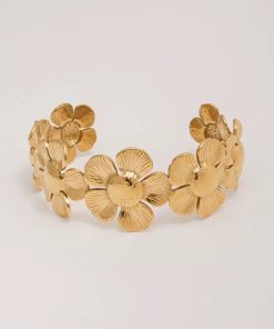 41060 - Pulsera Acero dorada multi flor
