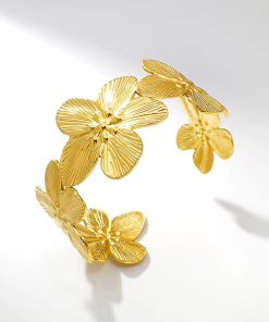 41056 - Pulsera Acero dorada multi flor